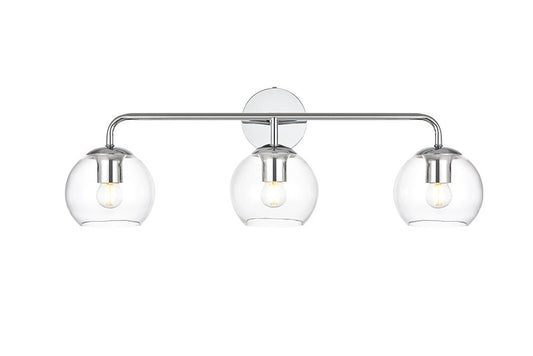 Elegant Furniture & Lighting - Genesis 3 light Chrome and Clear Bath Sconce - LD7321W28CH veiw 1