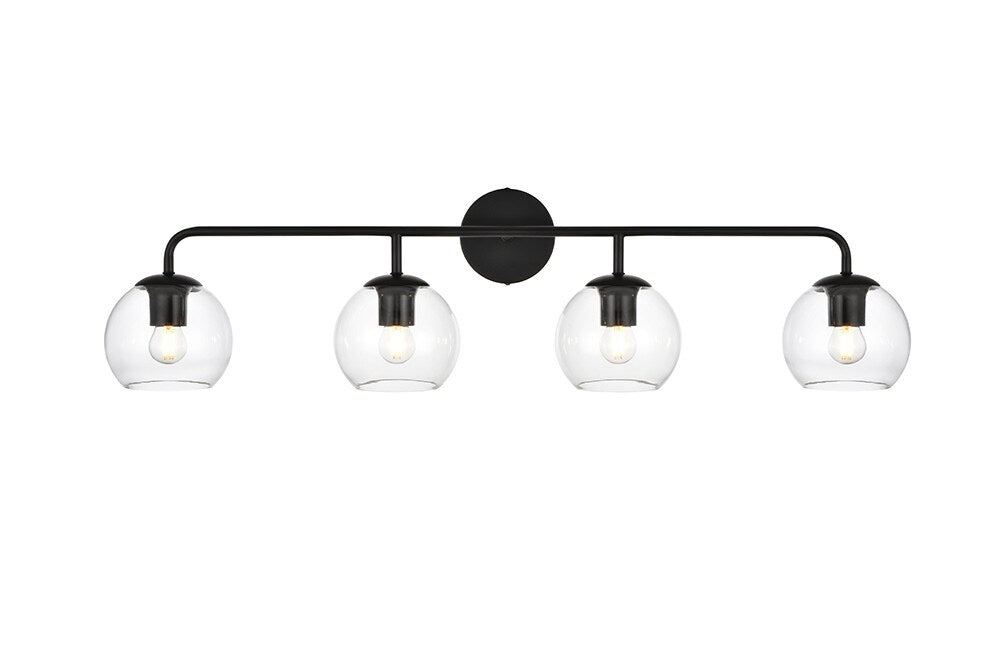 Elegant Furniture & Lighting - Genesis 4 light Black and Clear Bath Sconce - LD7321W37BLK veiw 1