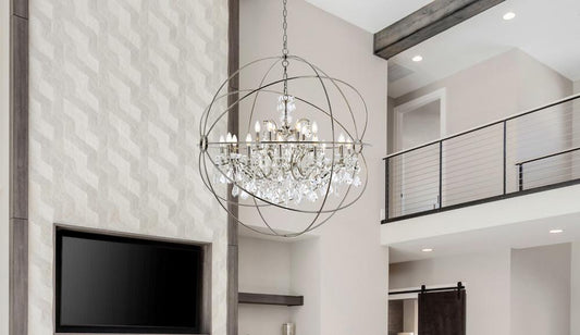 Elegant Furniture & Lighting - Geneva 18 light polished nickel Chandelier Clear Royal Cut crystal - 1130G43PN/RC veiw 1