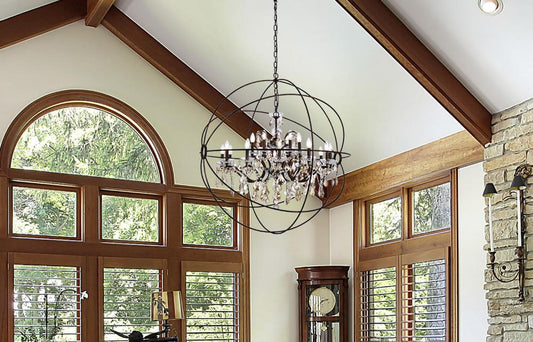 Elegant Furniture & Lighting - Geneva 18 light Dark Bronze Chandelier Golden Teak (Smoky) Royal Cut crystal - 1130G43DB-GT/RC veiw 1