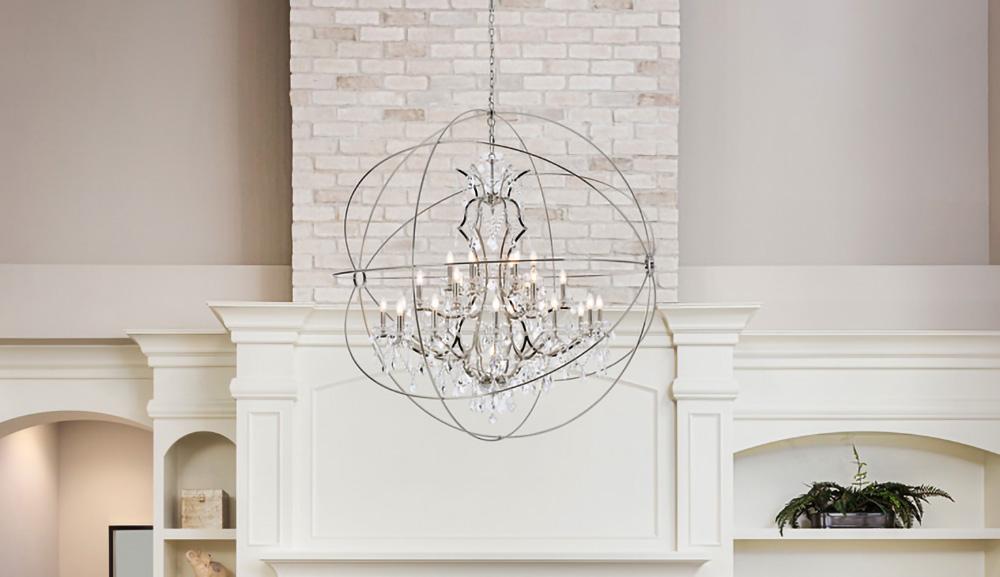 Elegant Furniture & Lighting - Geneva 25 light polished nickel Chandelier Clear Royal Cut crystal - 1130G60PN/RC veiw 1
