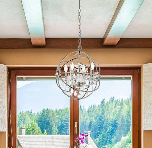 Elegant Furniture & Lighting - Geneva 4 light polished nickel Pendant Clear Royal Cut crystal - 1130D17PN/RC veiw 1