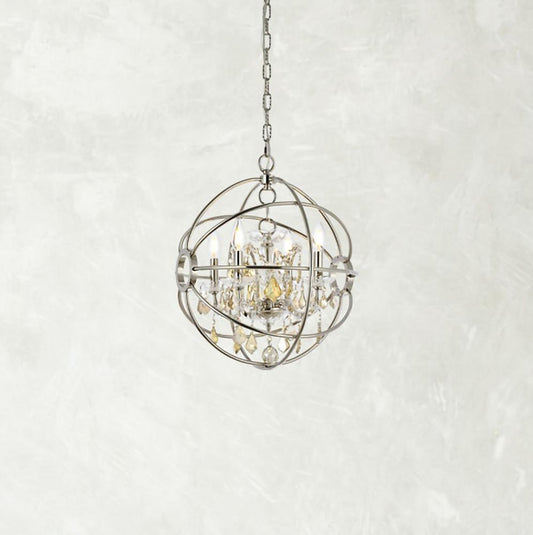 Elegant Furniture & Lighting - Geneva 4 light polished nickel Pendant Golden Teak (Smoky) Royal Cut crystal - 1130D17PN-GT/RC veiw 1