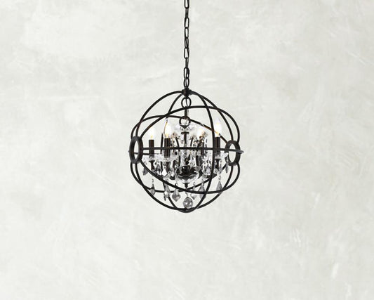 Elegant Furniture & Lighting - Geneva 4 light Dark Bronze Pendant Silver Shade (Grey) Royal Cut crystal - 1130D17DB-SS/RC veiw 1