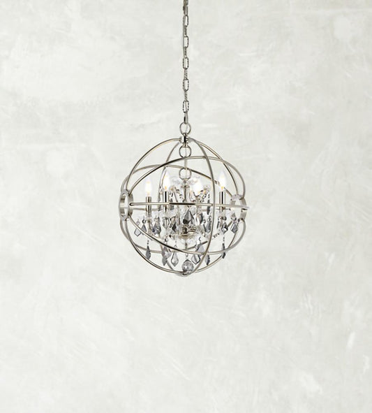 Elegant Furniture & Lighting - Geneva 4 light polished nickel Pendant Silver Shade (Grey) Royal Cut crystal - 1130D17PN-SS/RC veiw 1