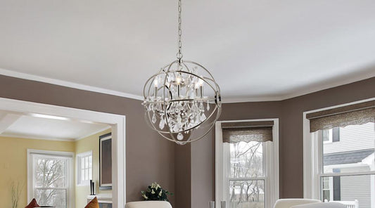 Elegant Furniture & Lighting - Geneva 5 light polished nickel Pendant Clear Royal Cut crystal - 1130D20PN/RC veiw 1