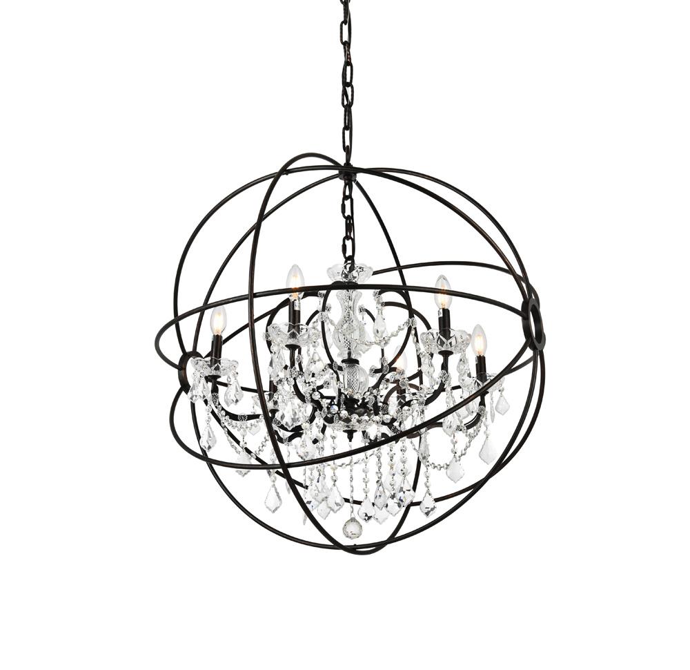 Elegant Furniture & Lighting - Geneva 6 light Dark Bronze Chandelier Clear Royal Cut crystal - 1130D32DB/RC veiw 1