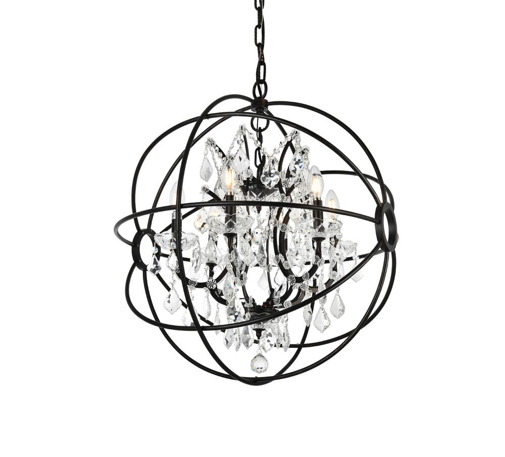 Elegant Furniture & Lighting - Geneva 6 light Dark Bronze Chandelier Clear Royal Cut crystal - 1130D25DB/RC veiw 1