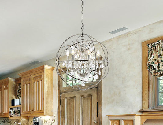 Elegant Furniture & Lighting - Geneva 6 light polished nickel Chandelier Clear Royal Cut crystal - 1130D25PN/RC veiw 1