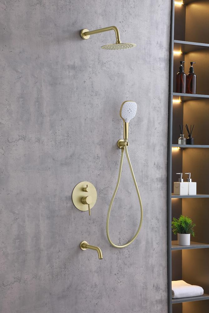 Elegant Furniture & Lighting - George Complete Shower and Tub Faucet with Rough-in Valve in Brushed Gold - FAS-9002BGD veiw 2