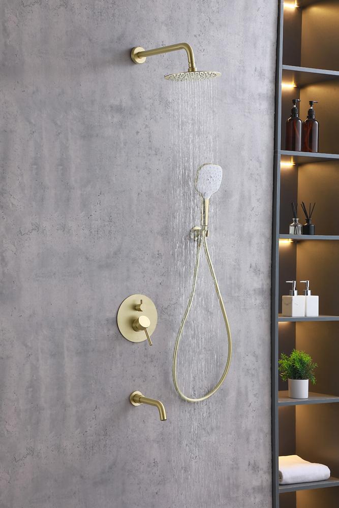 Elegant Furniture & Lighting - George Complete Shower and Tub Faucet with Rough-in Valve in Brushed Gold - FAS-9002BGD veiw 3