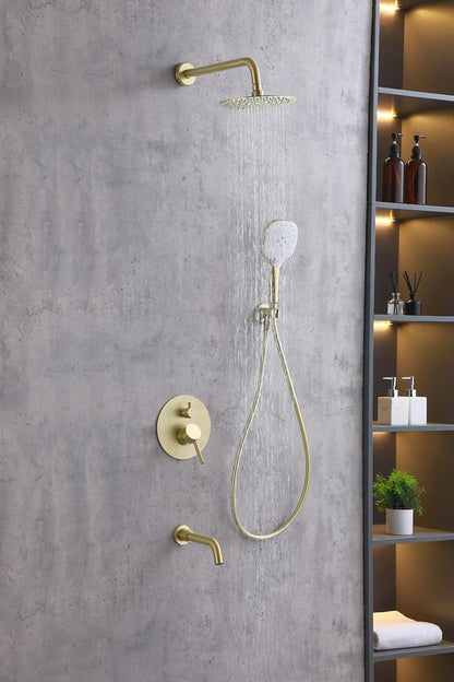Elegant Furniture & Lighting - George Complete Shower and Tub Faucet with Rough-in Valve in Brushed Gold - FAS-9002BGD veiw 3
