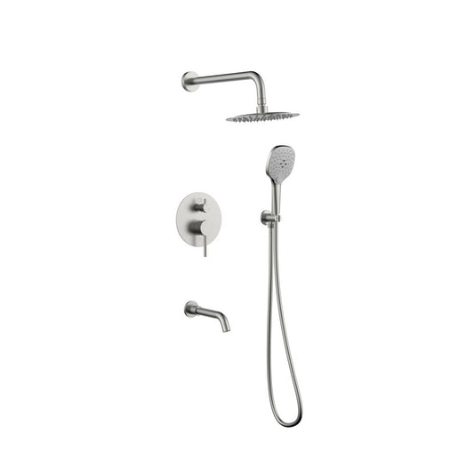 Elegant Furniture & Lighting - George Complete Shower and Tub Faucet with Rough-in Valve in Brushed Nickel - FAS-9002BNK veiw 1