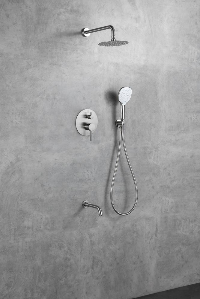 Elegant Furniture & Lighting - George Complete Shower and Tub Faucet with Rough-in Valve in Brushed Nickel - FAS-9002BNK veiw 3