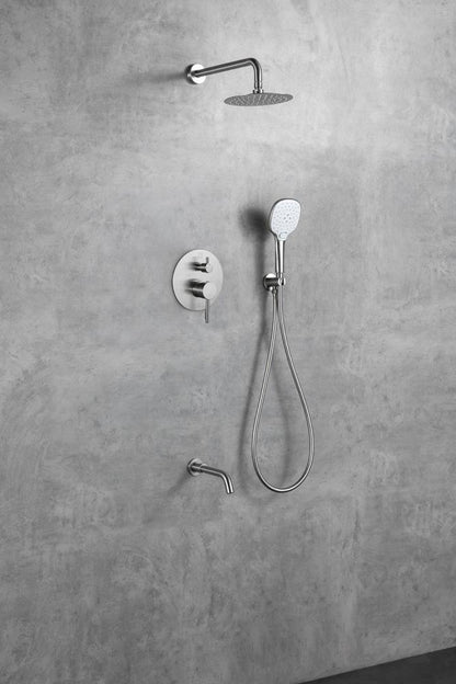 Elegant Furniture & Lighting - George Complete Shower and Tub Faucet with Rough-in Valve in Brushed Nickel - FAS-9002BNK veiw 3