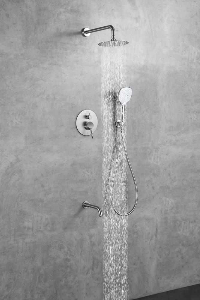 Elegant Furniture & Lighting - George Complete Shower and Tub Faucet with Rough-in Valve in Brushed Nickel - FAS-9002BNK veiw 4