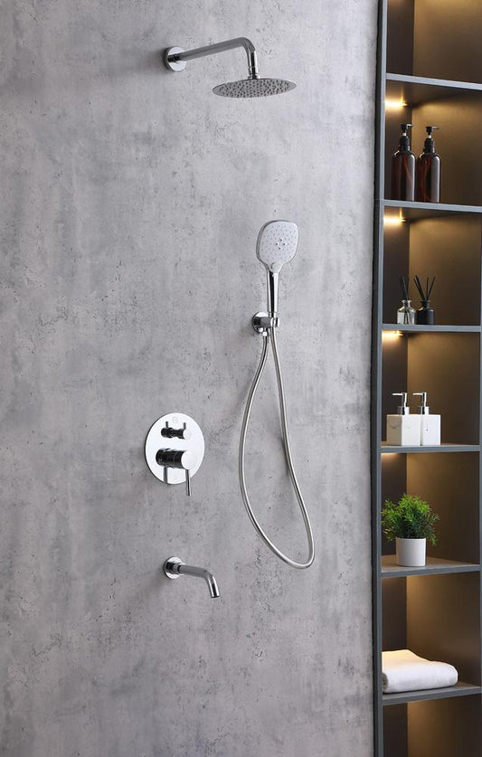 Elegant Furniture & Lighting - George Complete Shower and Tub Faucet with Rough-in Valve in Chrome - FAS-9002PCH veiw 2