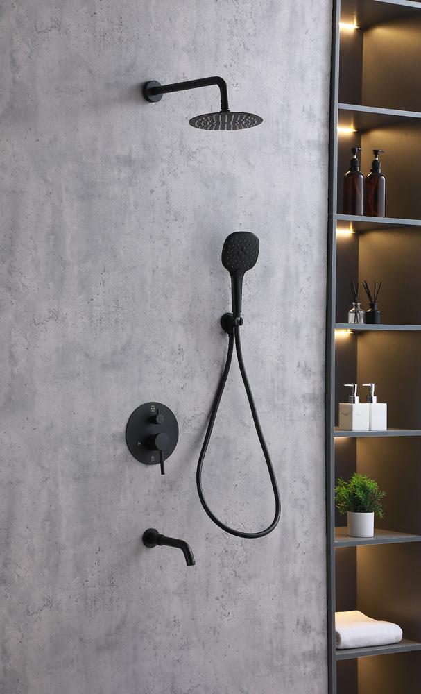 Elegant Furniture & Lighting - George Complete Shower and Tub Faucet with Rough-in Valve in Matte Black - FAS-9002MBK veiw 2