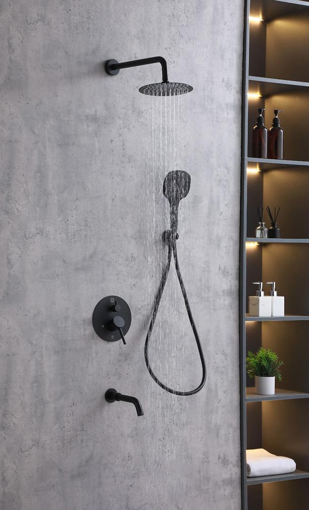 Elegant Furniture & Lighting - George Complete Shower and Tub Faucet with Rough-in Valve in Matte Black - FAS-9002MBK veiw 3
