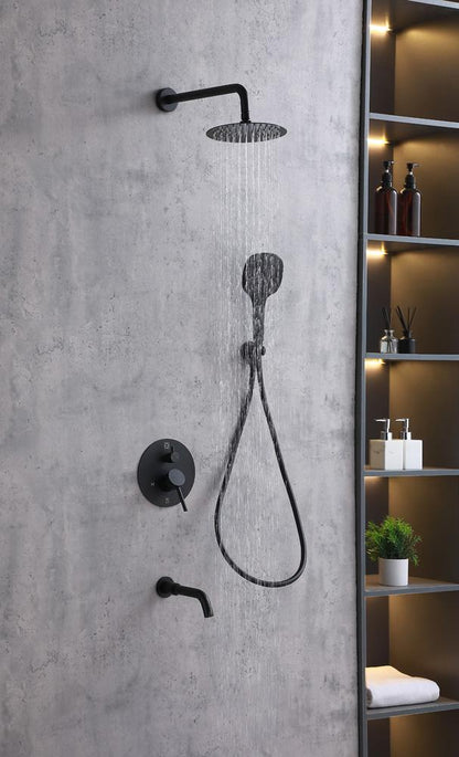 Elegant Furniture & Lighting - George Complete Shower and Tub Faucet with Rough-in Valve in Matte Black - FAS-9002MBK veiw 3