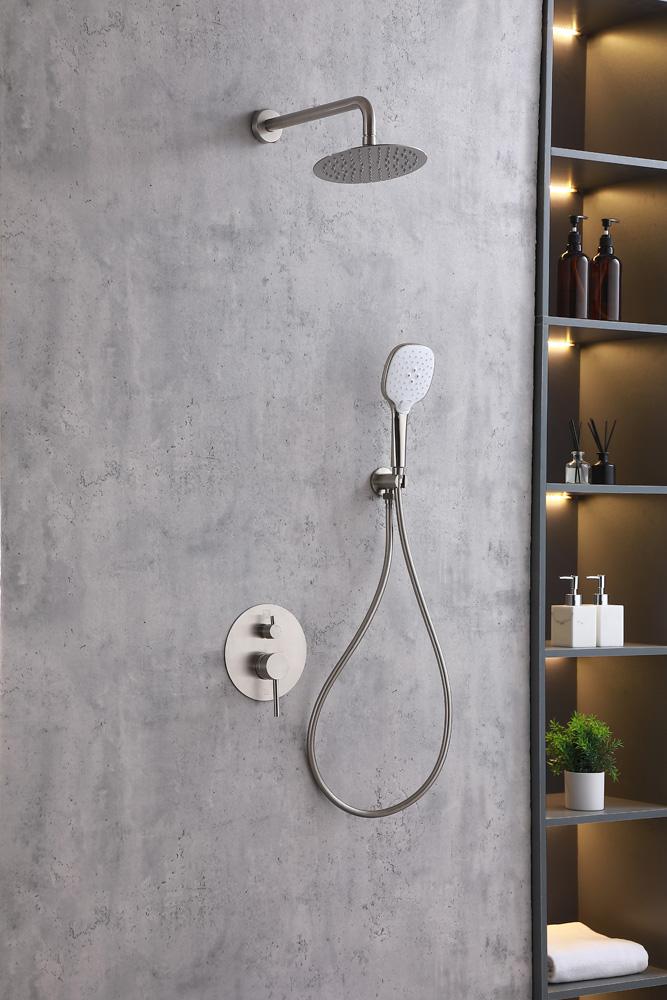 Elegant Furniture & Lighting - George Complete Shower Faucet System with Rough-in Valve in Brushed Nickel - FAS-9001BNK veiw 2
