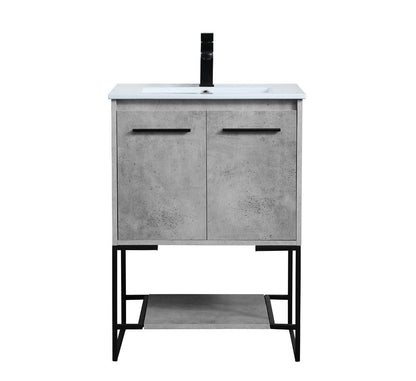 Elegant Furniture & Lighting - Gerard 24 inch Single Bathroom Vanity in Concrete Grey - VF42024CG veiw 1