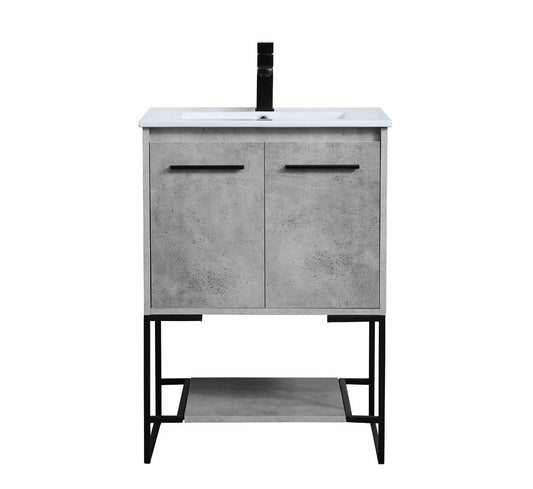 Elegant Furniture & Lighting - Gerard 24 inch Single Bathroom Vanity in Concrete Grey - VF42024CG veiw 1