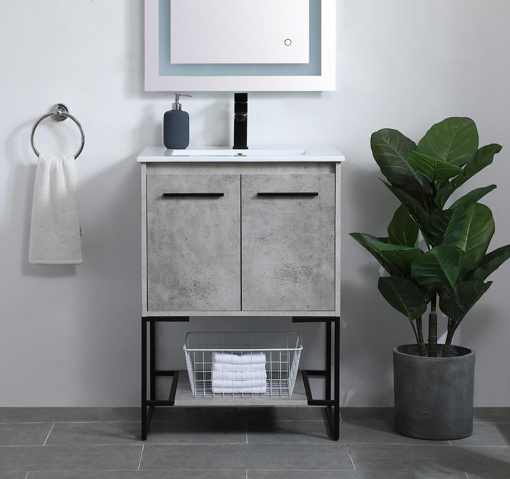 Elegant Furniture & Lighting - Gerard 24 inch Single Bathroom Vanity in Concrete Grey - VF42024CG veiw 2