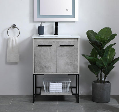 Elegant Furniture & Lighting - Gerard 24 inch Single Bathroom Vanity in Concrete Grey - VF42024CG veiw 2