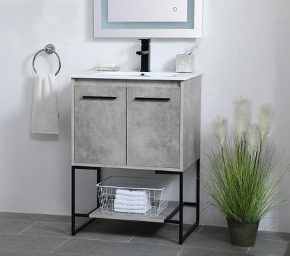 Elegant Furniture & Lighting - Gerard 24 inch Single Bathroom Vanity in Concrete Grey - VF42024CG veiw 3