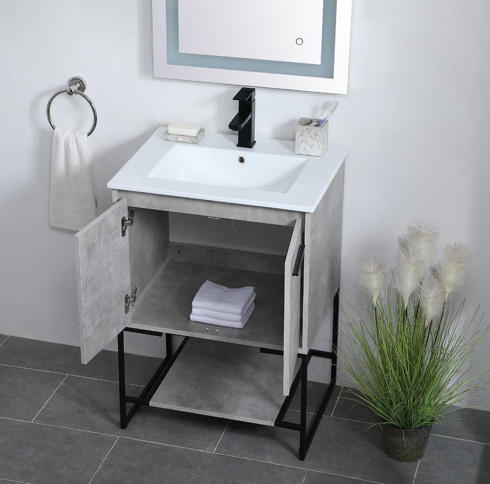 Elegant Furniture & Lighting - Gerard 24 inch Single Bathroom Vanity in Concrete Grey - VF42024CG veiw 4