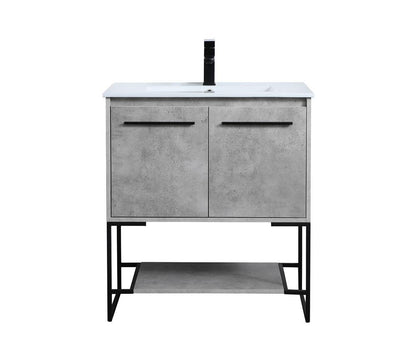 Elegant Furniture & Lighting - Gerard 30 inch Single Bathroom Vanity in Concrete Grey - VF42030CG veiw 1