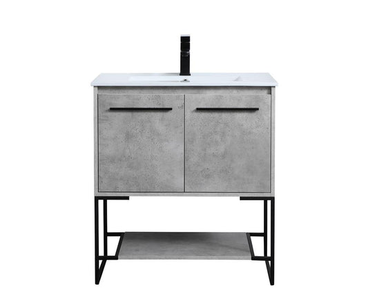 Elegant Furniture & Lighting - Gerard 30 inch Single Bathroom Vanity in Concrete Grey - VF42030CG veiw 1
