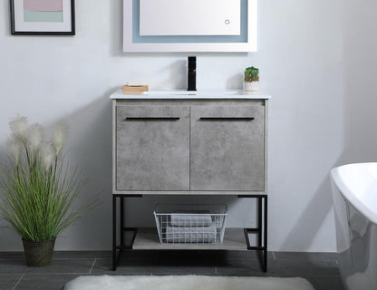 Elegant Furniture & Lighting - Gerard 30 inch Single Bathroom Vanity in Concrete Grey - VF42030CG veiw 2
