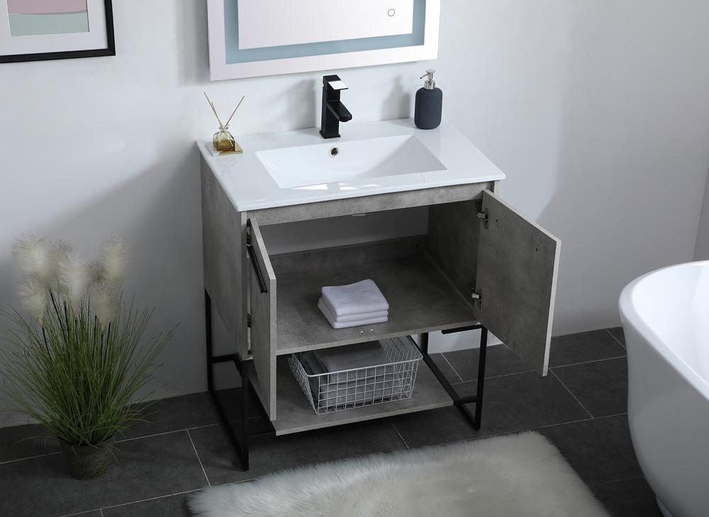 Elegant Furniture & Lighting - Gerard 30 inch Single Bathroom Vanity in Concrete Grey - VF42030CG veiw 4