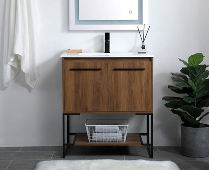 Elegant Furniture & Lighting - Gerard 30 inch Single Bathroom Vanity in Walnut Brown - VF42030WB veiw 2