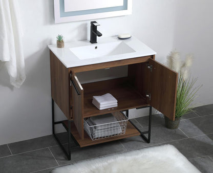 Elegant Furniture & Lighting - Gerard 30 inch Single Bathroom Vanity in Walnut Brown - VF42030WB veiw 4