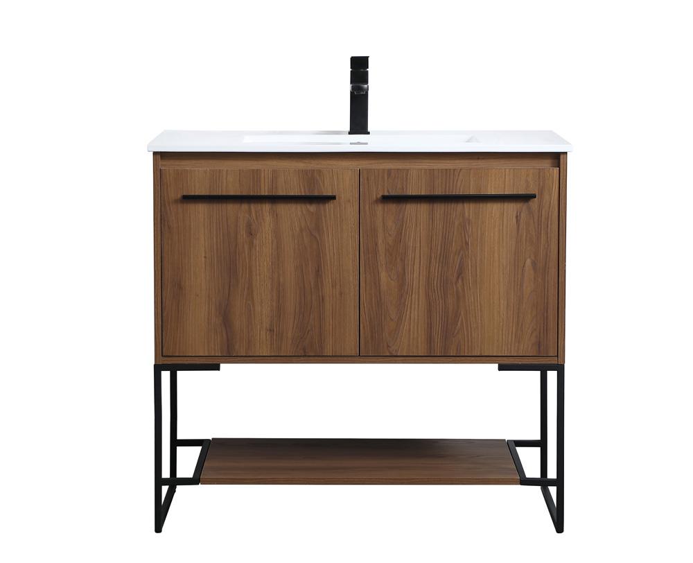 Elegant Furniture & Lighting - Gerard 36 inch Single Bathroom Vanity in Walnut Brown - VF42036WB veiw 1
