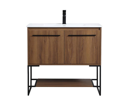 Elegant Furniture & Lighting - Gerard 36 inch Single Bathroom Vanity in Walnut Brown - VF42036WB veiw 1