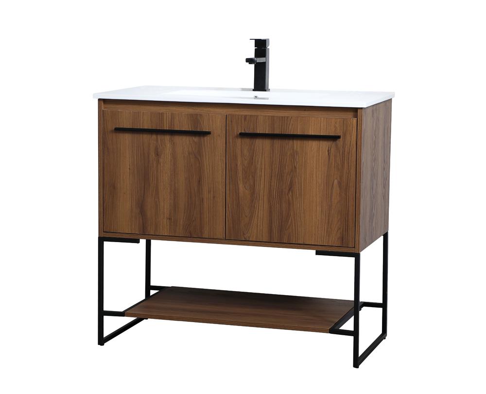 Elegant Furniture & Lighting - Gerard 36 inch Single Bathroom Vanity in Walnut Brown - VF42036WB veiw 7