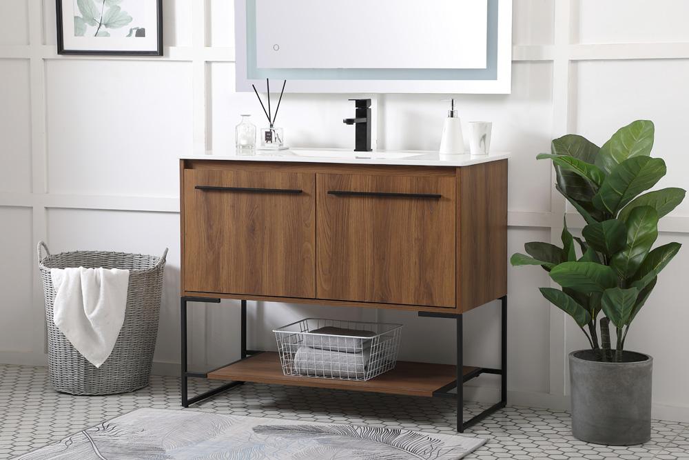 Elegant Furniture & Lighting - Gerard 40 inch Single Bathroom Vanity in Walnut Brown - VF42040WB veiw 3