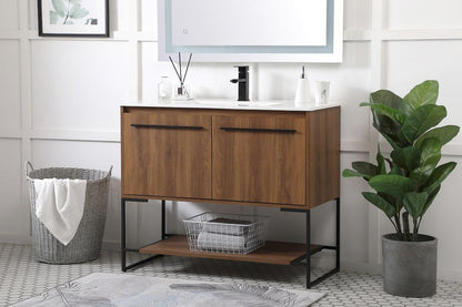 Elegant Furniture & Lighting - Gerard 40 inch Single Bathroom Vanity in Walnut Brown - VF42040WB veiw 3