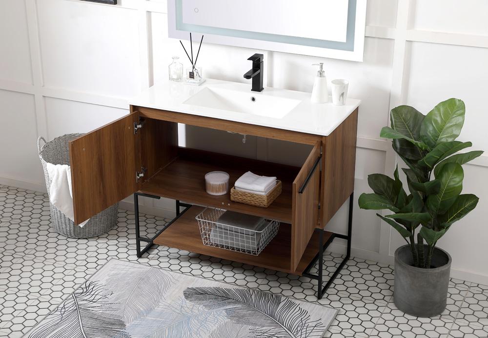 Elegant Furniture & Lighting - Gerard 40 inch Single Bathroom Vanity in Walnut Brown - VF42040WB veiw 4