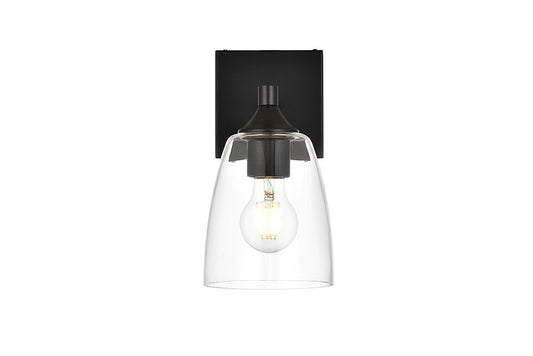 Elegant Furniture & Lighting - Gianni 1 light Black and Clear Bath Sconce - LD7307W5BLK veiw 1