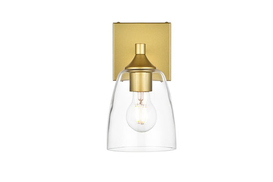 Elegant Furniture & Lighting - Gianni 1 light Brass and Clear Bath Sconce - LD7307W5BRA veiw 1