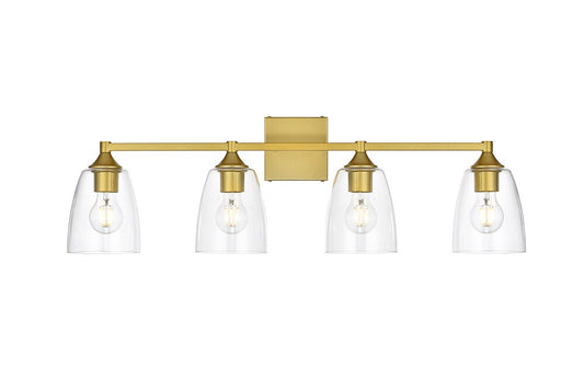 Elegant Furniture & Lighting - Gianni 4 light Brass and Clear Bath Sconce - LD7307W32BRA veiw 1