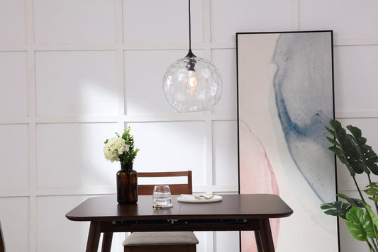 Elegant Furniture & Lighting - Gibson 1 light Black and Clear glass pendant - LD2283 veiw 2