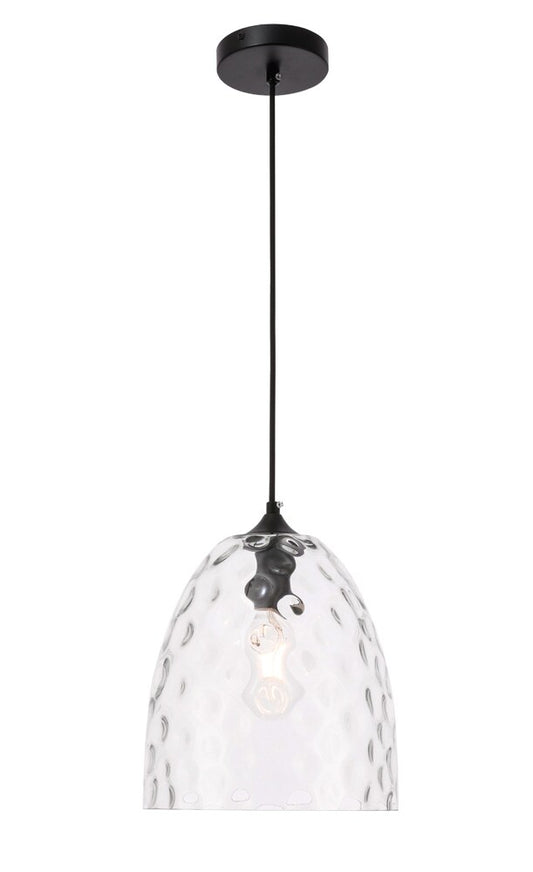 Elegant Furniture & Lighting - Gibson 1 light Black and Clear glass pendant - LD2284 veiw 1