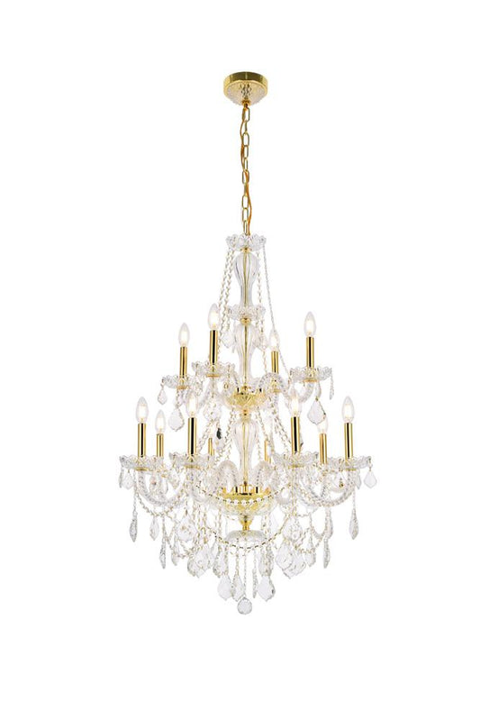 Elegant Furniture & Lighting - Giselle 12 light Gold Chandelier Clear Royal Cut Crystal - V7890D28G/RC veiw 1
