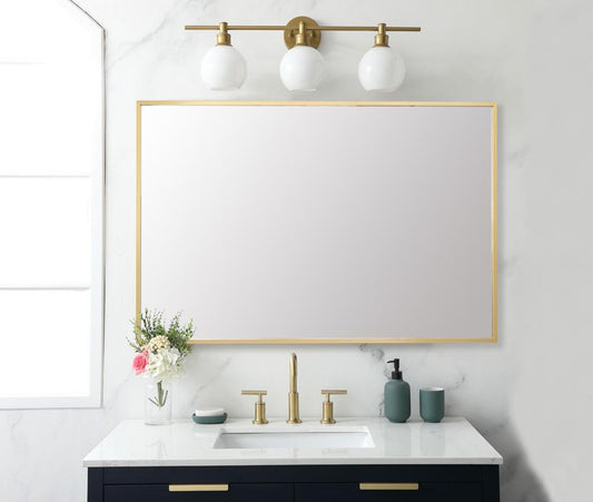 Elegant Furniture & Lighting - Grace Aluminum Frame Rectangle Mirror 30x42 In Gold - MR73042G veiw 2